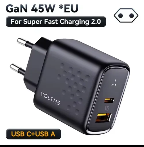 (R$33,94 Moedas) Carregador Volme Gan 45w Usb-C  Super Rpido Pd